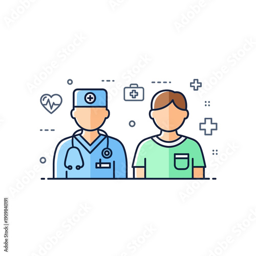 Doctor and patient consultation for medical care and health checkup.