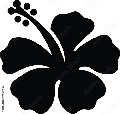 hibiscus flower silhouette vector illustration on transparent background