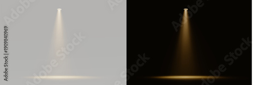 Foto Vertical glowing spotlight beam with soft rays, dramatic abstract light illumina