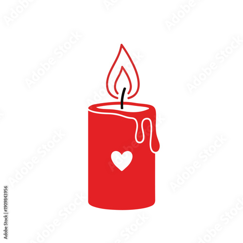Romantic Candle Flat Vector