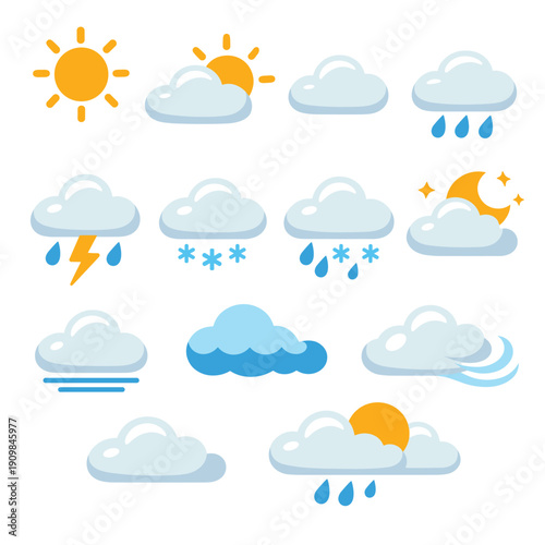 Weather condition icons collection in flat style