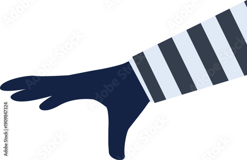 Thief hand with black glove on a white background. Vector illustration in HD very easy to make edits.

