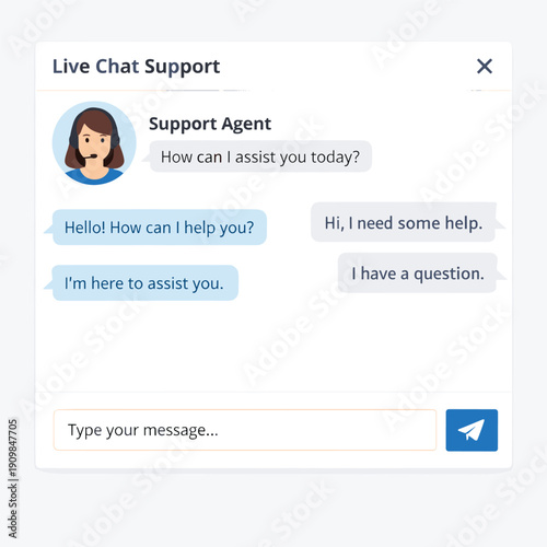 Customer Support Chat Interface with Agent Responses