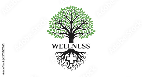 Wellness logo with tree and roots symbol