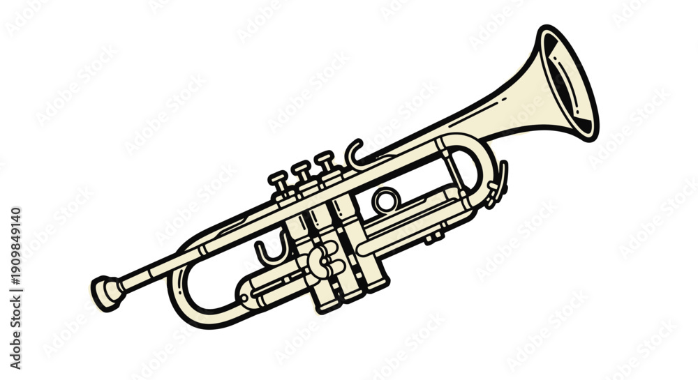 Obraz premium Vintage style illustration of a shiny trumpet
