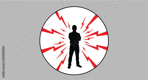 Silhouette of a person with energetic red lightning bolts