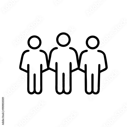 Group of three people standing together as icons  