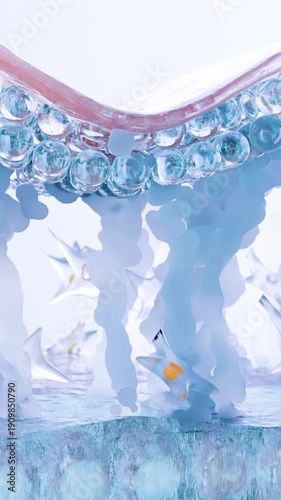 Collagen serum drop enhancing fibers regeneration skin tissues. wrinkle tightening and Smoothing. hydration repair elastin. repair saggy skin and elasticity, Moisturizer or cream, cosmetics, 3d render