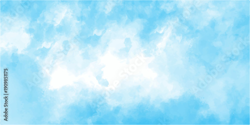 Abstract light blue and white watercolor texture background with soft cloudy brush strokes. soft cloudy brush strokes and misty haze