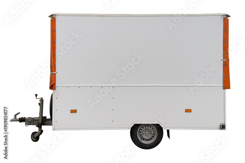 white car trailer isolated on a white background