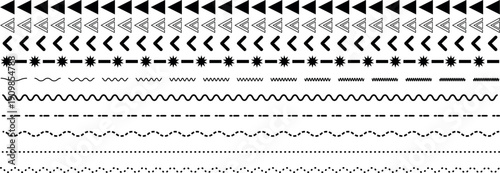 Set of vector line border. african tribal motive border lines. waves, zigzag, borders. Geometric vintage line collection. Doodle design. wavy horizontal lines. Vector illustration.