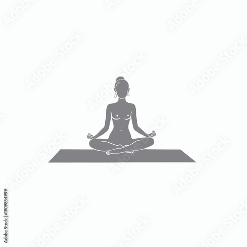 Silhouette of a Woman in a Tranquil Meditation Pose Practicing Yoga on a Mat, Emphasizing Relaxation, Mindfulness, and Inner Peace