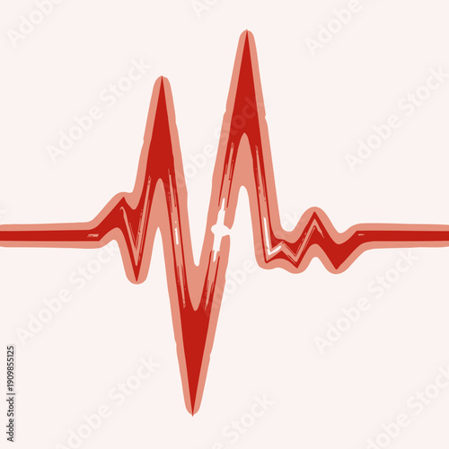 Vibrant Red and Orange Heartbeat Line Symbolizing Passion, Vitality, and the Pulse of Life Against a Clean White Background with Glowing Central Light