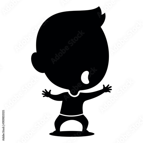 Cute cartoon baby with standing in playful pose