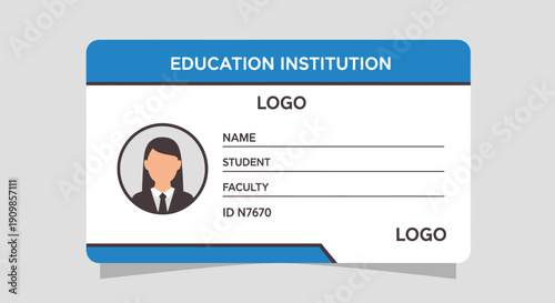 Student ID Card Template with Placeholder Fields