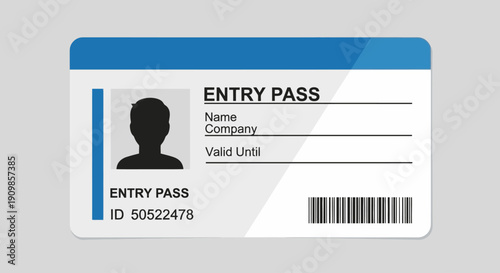 Blank Entry Pass ID Card Template with Barcode