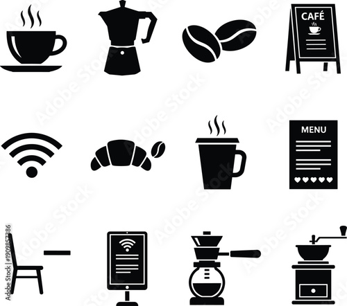 Coffee Shop Icon Set Collection illustration