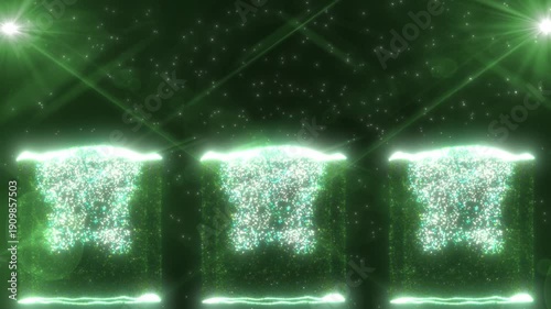 Abstract Cosmic Energy Light Effects, Bright Yellow Glowing Weaves Energetically, Dynamic Seamless Spiral Abstract, Futuristic Digital Technology Abstract Animation,  Golden Dust Particles Flowing 