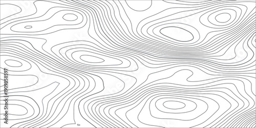 Minimal abstract elevation map pattern with wavy monochrome contour lines on transparent, representing hills, terrain relief, and geographic landscape in modern vector style.