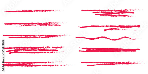 Φωτογραφία Pastel underline color crayon set - horizontal hand drawn chalk, marker or pencil highlighter strokes with rough textured edges