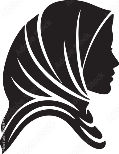 Minimalist Silhouette of a Muslim Woman Wearing a Hijab