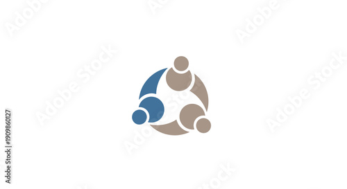Abstract Teamwork Logo with Three Connected Human Figures in Circular Unity Design
