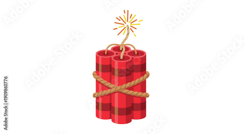 Vivid illustration of a bundle of classic red dynamite sticks with a sparking fuse, representing imminent danger and a