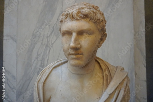 Konstfotografi Close up portrait of an ancient Greek marble bust depicting Ptolemy XII Auletes,