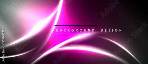 Abstract vibrant lines, pink hues, dark background. Smooth curves create dynamic visual effect. Modern design element.