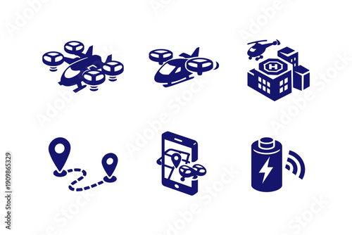 Drone Delivery Icons Set
