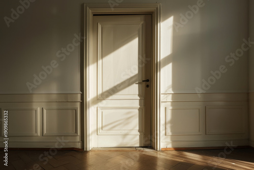 Wallpaper Mural Porte fermée éclairée par la lumière du soleil dans un intérieur calme Torontodigital.ca