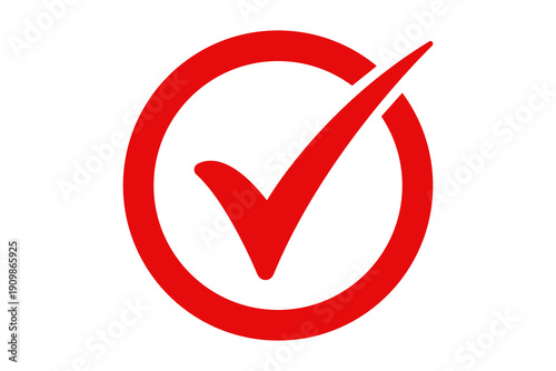 Red check mark in circle vector illustration