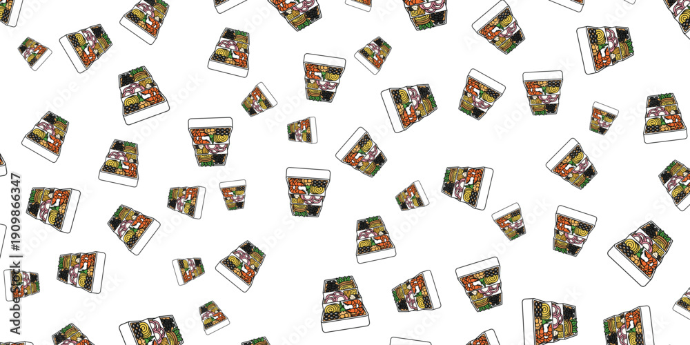 Fototapeta premium Seamless pattern of colorful coffee cups, a cheerful and vibrant background design