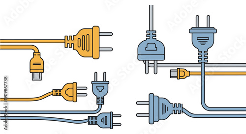 Power Cable Line art color filled abstract design