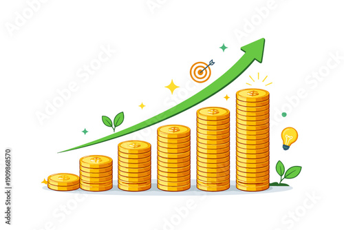 Financial Growth Chart with Coins