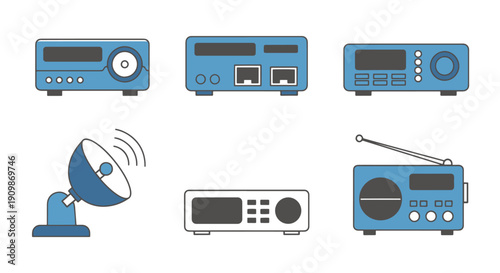 Receiver Line art creative color filled design