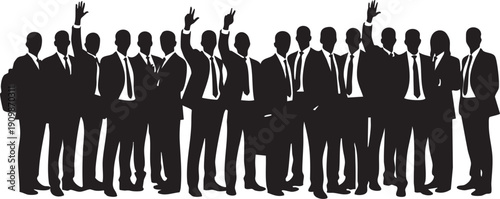 Diverse Crowd Business and Casual Silhouettes on White Background
