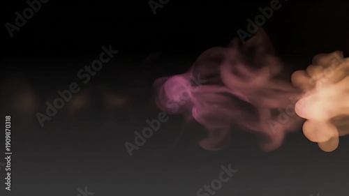 Abstract flow of vibrant, colorful smoke trails gracefully dissolving into a deep, dark gradient background, creating an atmospheric and dynamic visual spectacle