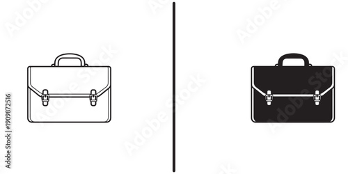 A black and white illustration of two briefcases side by side