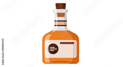 A bottle of whiskey illustration on a plain background viewed straight