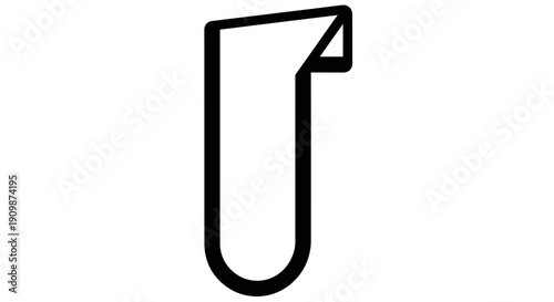 Simple black line drawing of a paper corner with a folded top right edge on a white background