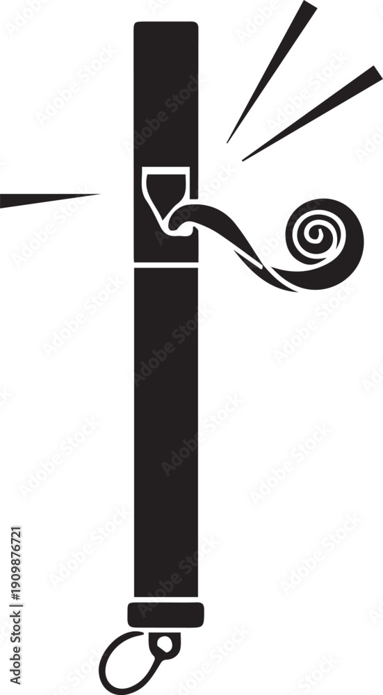 Obraz premium Whistle blowing with musical notes black silhouette vector illustration of an instrument