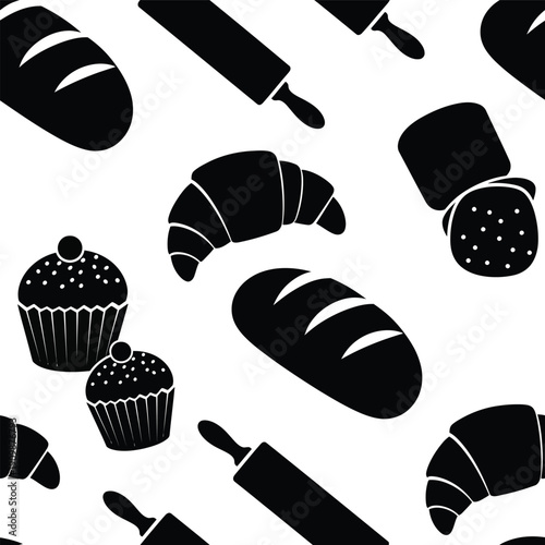 Assorted baked goods and baking tools displayed closely together