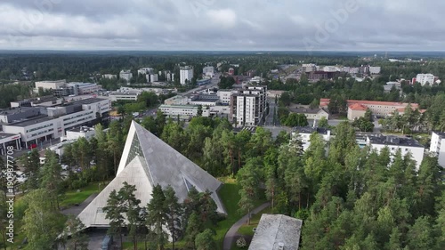 Hyvinkää Finland church aerial fly over