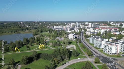 Järvenpää Finland city center at summer aerial