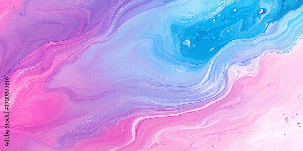 Obraz premium Dreamy Liquid Glass Surface Texture with Fluid Blue, Pink, and Purple Accents for Elegant Background