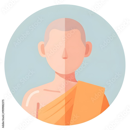 Serene monk in traditional orange robes for mindfulness and meditation