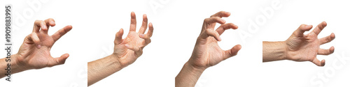 Bild auf Leinwand Set and collection of human hands in various clawing, grasping, and tensed finge