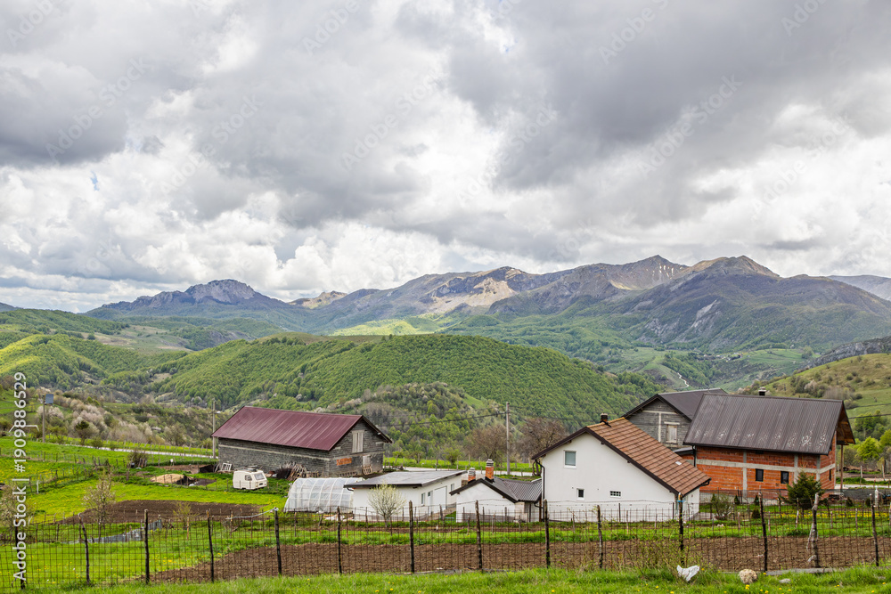 Obraz premium Small farms in the mountains of Bosnia and Herzegovina.