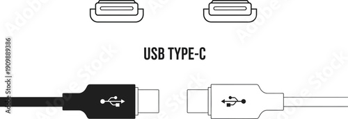Black and white diagrams show the physical shapes of USB Type-C connectors 